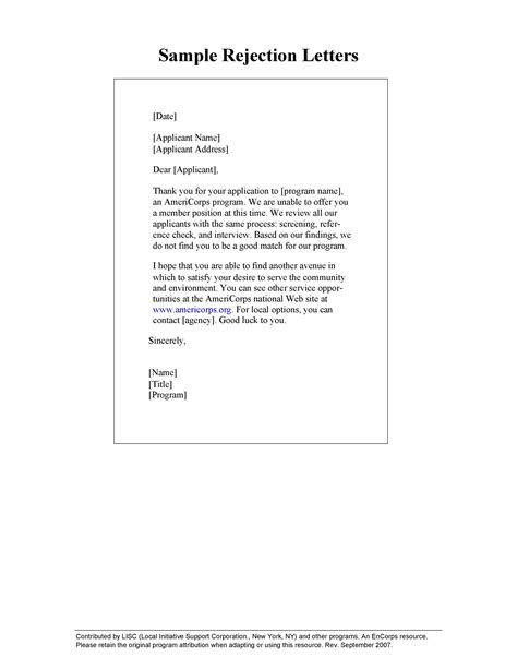 Rejection Email Examples, Format, Pdf Examples