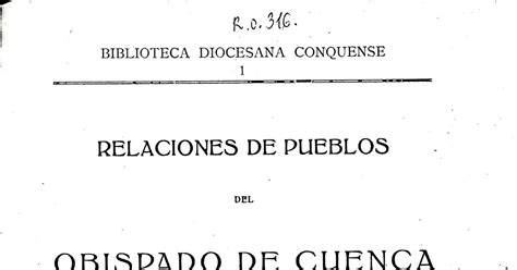 Relaciones de pueblos del obispado de cuenca. - Parroquia de santa rosalía de palermo de caracas.