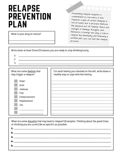 Relapse Prevention Worksheet Pdf