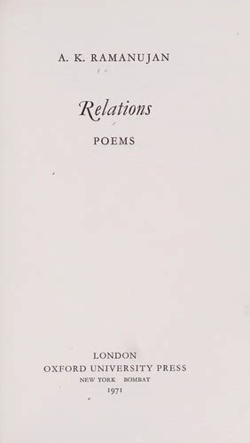Relations by a.k. ramanujan summary