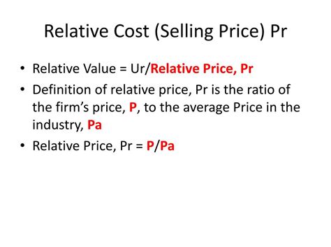 Relative Price Formula