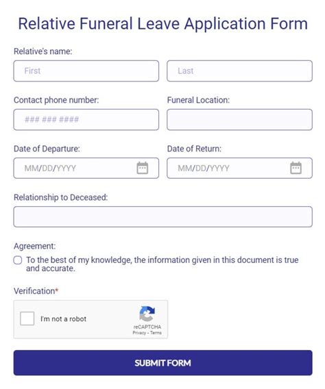 Relative funeral leave application.  During such times, it is essential...