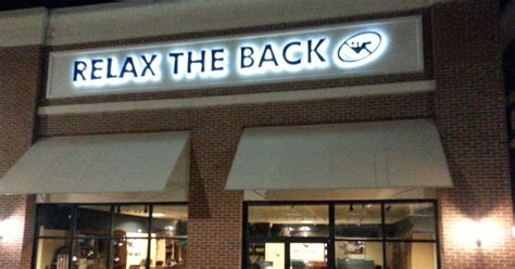 Relax the back store. Specialties: For over 35 years, Relax The Back has provided a unique, holistic approach to the six categories of health: sleep, recliners, massage, fitness, travel, and office products. Our consultants are trained in the … 