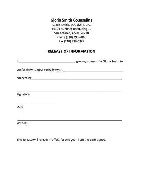 Release Of Information Template Simple Template Design