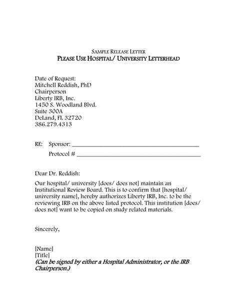 Release letter in Word and Pdf formats