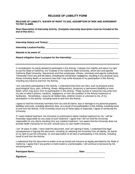 Car Accident Release Forms in CA. A car accident release form is a document an auto insurance company will need you to sign before giving you a settlement ... 19-Jan-2021 ? A release of liability after a car accident, for example, will be considerably different from a waiver of liability release form for skydiving.. 