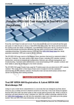 Reliable HPE0-S60 Exam Topics