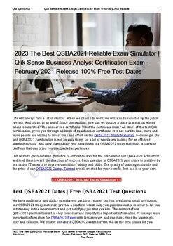 Reliable QSBA2021 Test Cram
