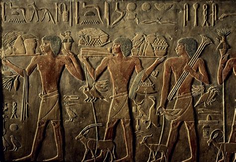 Relief depicting offering bearers from the Mastaba... Egypt Museum