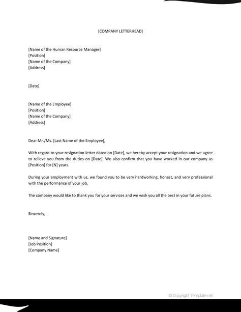 Relieving Letter Format in Word & Pdf (Free Templates)