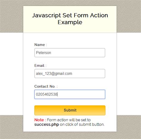 Religios plantator surprinzător form action javascript