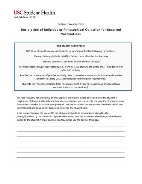 Religious Exemption for Immunization by USCCampusHealthForms Issuu