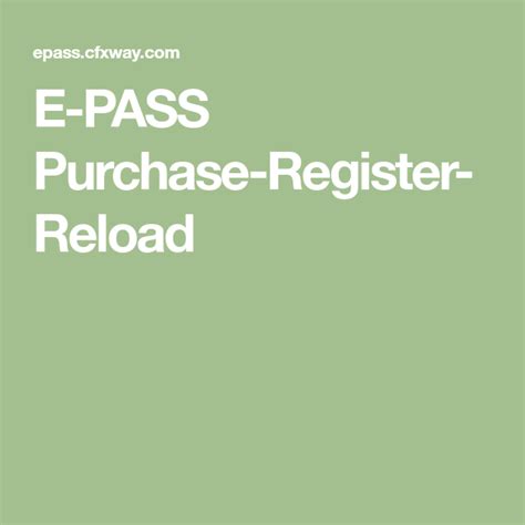 Reload epass. Save time and money with E-PASS. Enjoy exclusive toll discounts and non-stop travel on all toll roads in Florida, Georgia and North Carolina. 1. Create. 2. Account. 3. Payment. 4. Review. Pay Invoices. Manage E-PASS. Reload E-PASS. Activate E-PASS. Get E-PASS. New Customer. Follow this simple 4-step process to create an E-PASS account Existing ... 