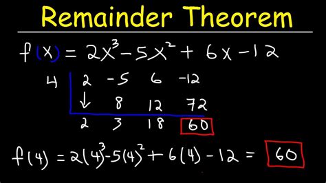 Remainder theorem calculator - symbolab. Step 1: Clearly identify two polynomials you want to divide. Call p (x) to the dividend and s (x) to the divisor. Make sure they are polynomials, otherwise, you stop. Step 2: Look at the divisor and find its degree. Step 3: If the degree of the divisor is 1, use synthetic division, otherwise, use long division. 