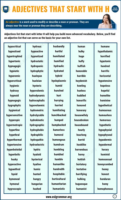 Remarkable Adjectives that Start with H with Examples ESL Grammar