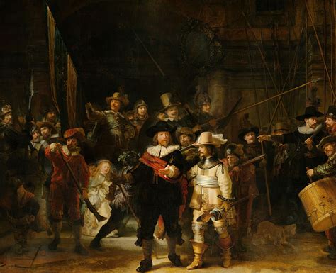 Rembrandt, Officers and Men of the Company of Captain Frans Banning Cocq and Lieutenant Wilhelm van Ruytenburgh, known as the Night Watch, 1642, oil on canvas, 379.5 x 453.5 cm (Rijksmuseum, Amsterdam, Netherlands) A more accurate title, one that is in keeping with the naming of other contemporary portraits of this type is the ….