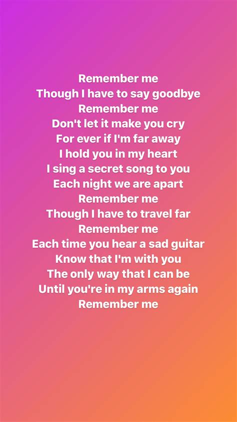 Remember me lyrics. Things To Know About Remember me lyrics. 