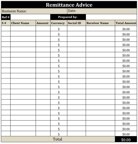 Remittance Advice Template For Ms Excel Word Excel Templates