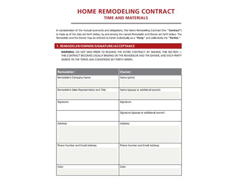 Remodeling Contract 12+ Examples, Format, Pdf Examples