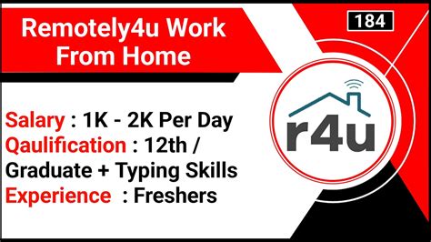 Remotely4u work from home.  View all our Remote / Work from Home vacancies ...