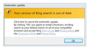 Remove “Your version of Bing search is out of date” Pop-up