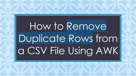 Remove duplicate rows in csv file.  Jul 4, 2025 · To remove duplicates from CSV file, you ca...
