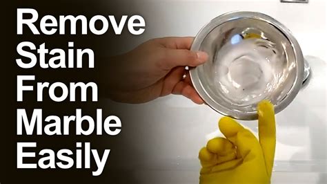 Remove stain from marble. Steel wool is used to clean household vessels, clean windows, and remove stains. Steel wool is useful for removing water stains from marble. 3. Mold Remover. Mold remover is used to remove mold stains from marble. It includes various products like bleach, borax, vinegar, hydrogen peroxide, baking soda, etc. 4. 