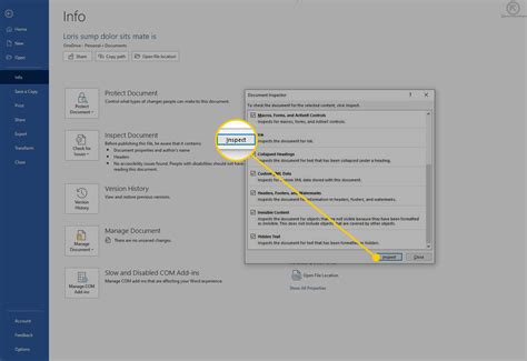 Removing Personal Information from Word Documents
