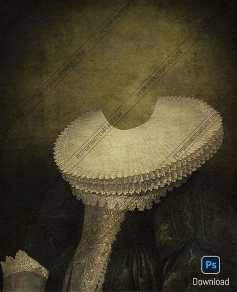 Renaissance Pet Portrait Template of a Lady with a Ruff PSD File