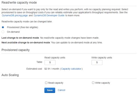 Rename dynamodb table.  Change table's read or write capacity mode.  This po...