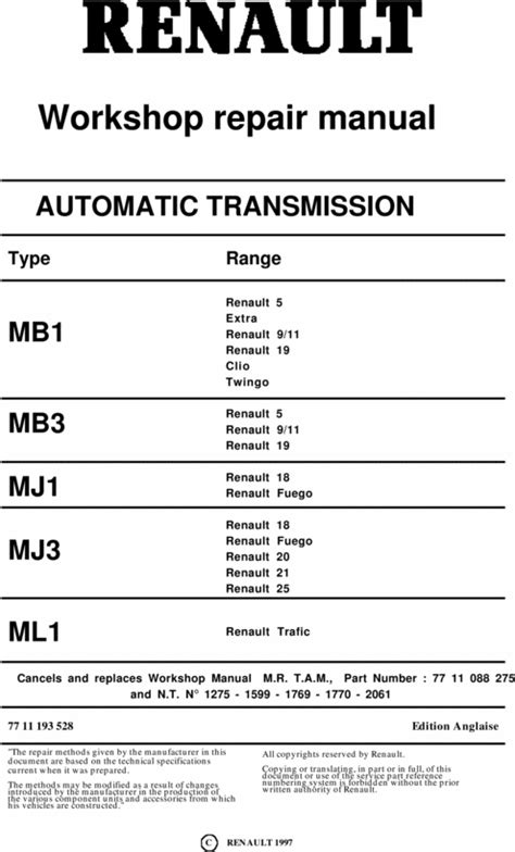 Renault auto automatikgetriebe werkstatt reparaturanleitung mb1 mb3 mj1 mj3 ml1. - Come sbloccare la guida in google sketchup.