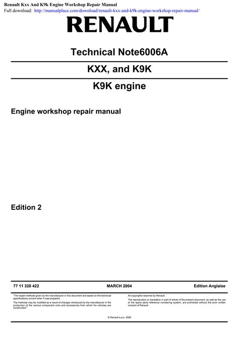 Renault k9k 1 5 dci engine service repair manual download. - Dulce renuncia saga dulce n 1.