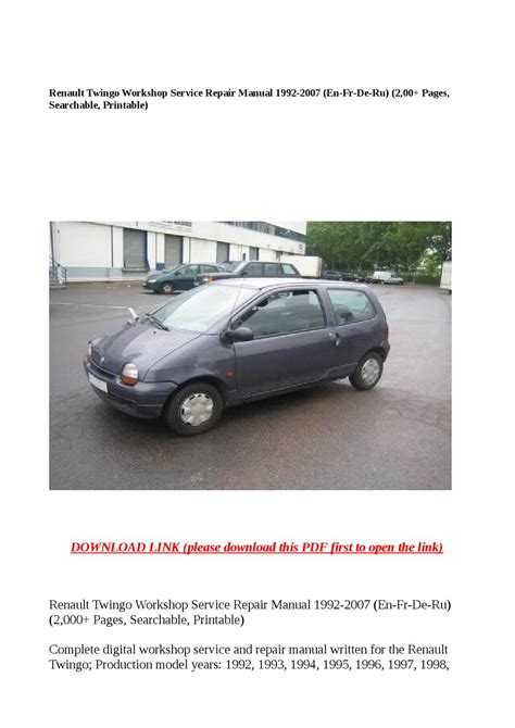 Renault twingo 1992 2007 service repair manual. - At t lg a340 user manual.