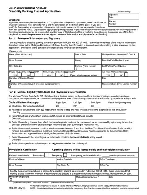 Renew Handicap Placard Michigan Form . How a renew impediment poster michigan template to make your document workflow further streamlined. Get guss. Parking boards to furnish transportation company for disabled persons fully Part 4. Completed applications may be presented at every Secretary of State branch office or mailed to the address on …. 