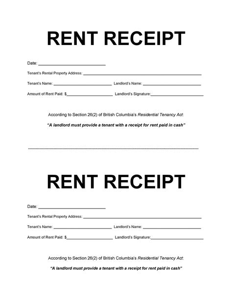 Rent Receipt Template Docx