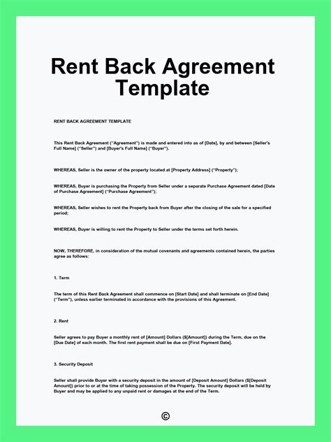 Rent back agreement template.  Fill Back To Back Agreement, Edit onlin...
