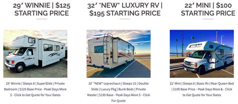 Rent to own rv craigslist. How much are average RV rentals? On average, you can expect to pay between $75 and $150 per night to rent most small trailers and campervans. Larger trailers and motorhomes could cost $100 to $250 per night. Renting an RV for a longer time can be even more affordable–a week or month-long rental could average out to less than $60 per day. 