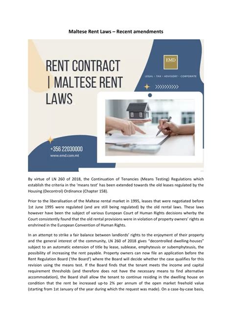 Rental Contract in Malta