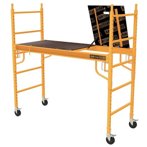 Renting scaffolding lowes. Multi-use S-hooks make transportation easy and are ToolLasso® ready. 4-ft portable work scaffold 500-lbs load capacity. Maximum reach: 9.5 ft (Assuming a 5 ft 6 In person with a vertical 12 In reach) Multi-use S-hooks make transportation easy. Extra wide 10-in plank for secure standing and comfort. Versatile; can be used as push cart, storage ... 