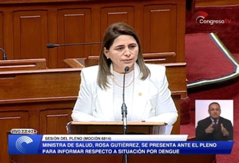 Renuncia la ministra de Salud de Perú, Rosa Gutiérrez Palomino