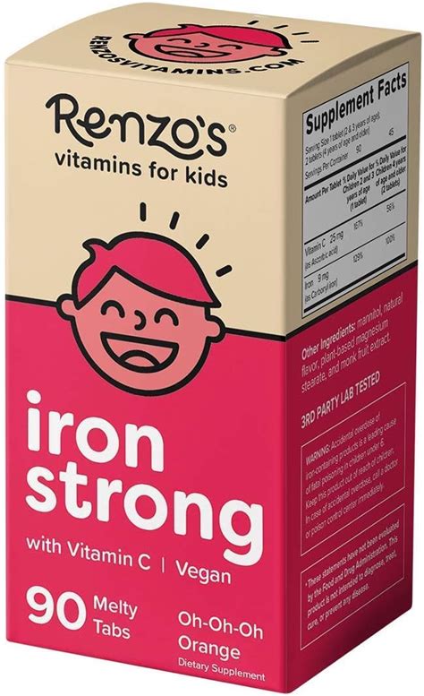 Renzos vitamins. Iron that tastes great &amp; works BETTER or your money back. Iron that tastes great &amp; works BETTER - or your money back. Our Iron Strong Guarantee: A taste your kids will love. No tummy aches. No constipation. No teeth stains. That’s our no-fuss promise to you. Buy Now Parents agree Renzo’s Iron Strong is #1: “My 