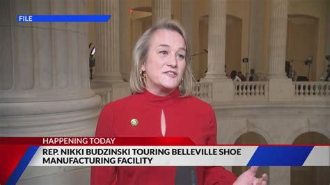 Rep. Nikki Budzinkski touring Belleville Shoe Manufacturing facility today