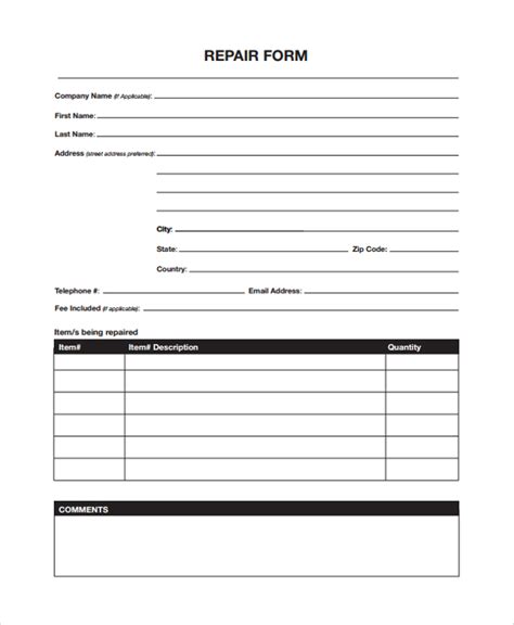 Repair Form