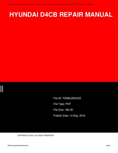 Repair Manual D4cb