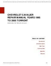 Repair manual 2005 chevrolet cavalier torrent. - Fin de escala modelador 2013 04 vol 31 no 04.
