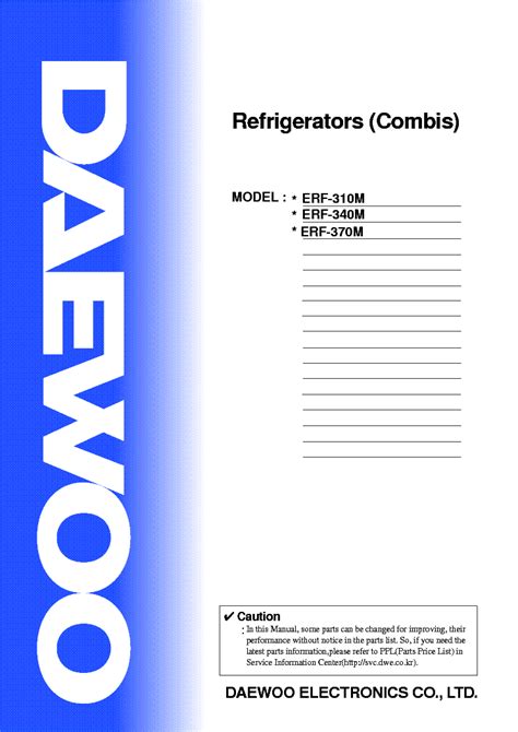Repair manual daewoo erf 310m refrigerators. - Manual de la máquina de coser cantante imprimible.