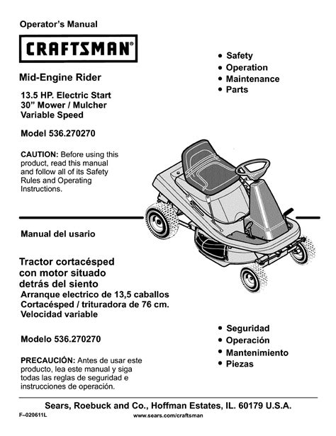 Repair manual for craftsman riding mowers. - Secretos de unix a fondo, los.