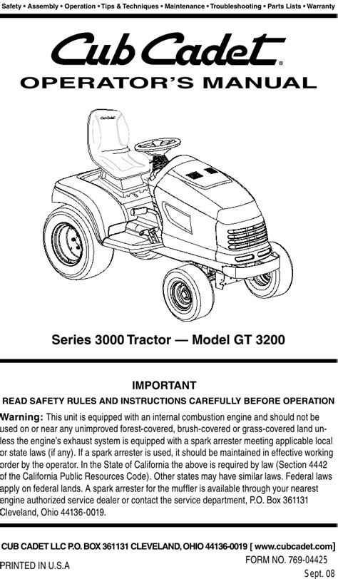 Repair manual for gt 3200 cub cadet. - Toyota corolla 1989 manual electronic system.