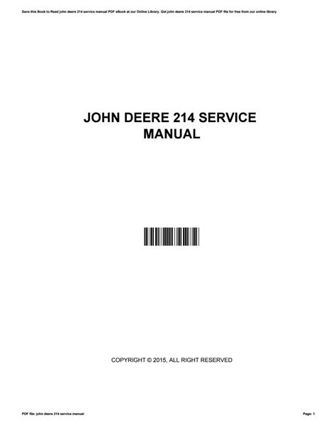 Repair manual for john deere 214. - Honda generator eu10i eu1000i shop repair parts manual.
