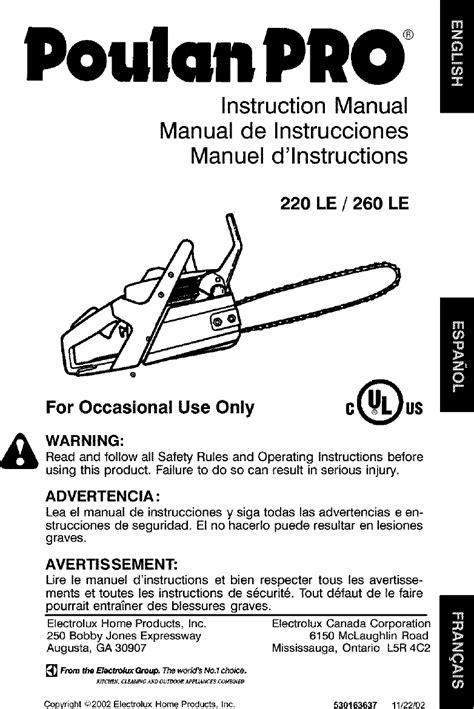 Repair manual for poulan pro 260 chainsaw. - Thunderbolt mercury 50 hp 2 takt handbuch.